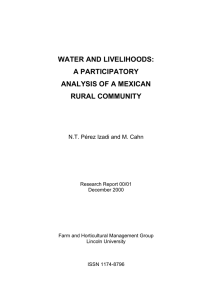 WATER AND LIVELIHOODS: A PARTICIPATORY ANALYSIS OF A MEXICAN
