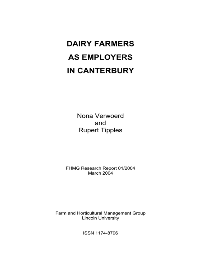 DAIRY FARMERS AS EMPLOYERS IN CANTERBURY