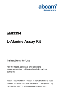 ab83394 L-Alanine Assay Kit Instructions for Use For the rapid, sensitive and accurate
