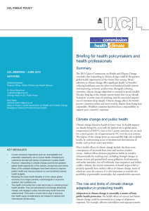 Briefing for health policymakers and health professionals Summary