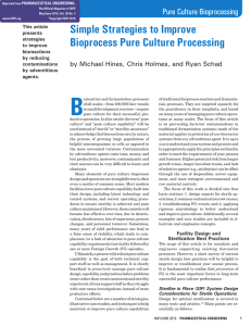 B Simple Strategies to Improve Bioprocess Pure Culture Processing Pure Culture Bioprocessing