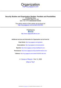 Organization  Security Studies and Organization Studies: Parallels and Possibilities