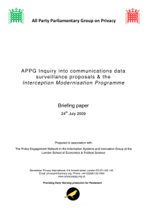 APPG Inquiry into communications  data Briefing paper