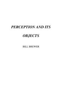 PERCEPTION AND ITS OBJECTS BILL BREWER