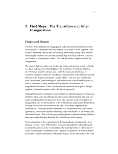 2. First Steps:  The Transition and After Inauguration People and Process