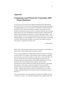 Comments and Dissent by Transition 2001 Panel Members Appendix