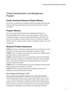 Threat Characterization and Management Program Pacific Northwest Research Station Mission