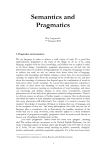 Semantics and Pragmatics