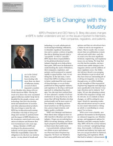 ISPE is Changing with the Industry president’s message