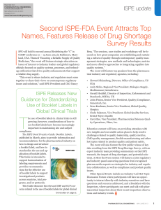 I  Second ISPE-FDA Event Attracts Top Names, Features Release of Drug Shortage