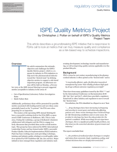 ISPE Quality Metrics Project regulatory compliance