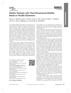 Robotic Tentacles with Three-Dimensional Mobility Based on Flexible Elastomers
