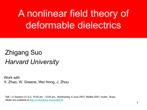 A nonlinear field theory of deformable dielectrics Zhigang Suo Harvard University