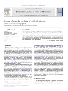 Resonant behavior of a membrane of a dielectric elastomer