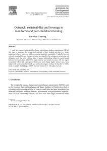 Outreach, sustainability and leverage in monitored and peer-monitored lending Jonathan Conning