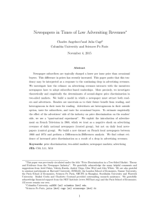 Newspapers in Times of Low Adversiting Revenues ∗ Charles Angelucci and Julia Cag´
