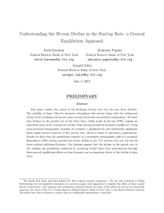 Understanding the 30-year Decline in the Startup Rate: a General