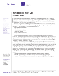 I Immigrants and Health Care Fact Sheet