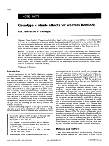 I Genotype shade effects for western hemlock x