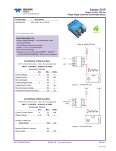 Series SHP Output to 50A, 280 Vac Phase-Angle Controller Solid-State Relays TYPICAL APPLICATION