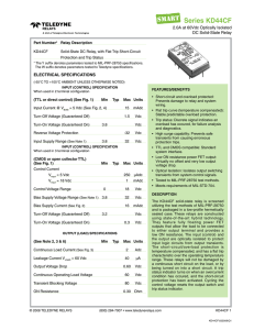 Series KD44CF 2.0A at 60Vdc Optically Isolated DC Solid-State Relay