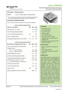 Series QB00FM Optically Isolated Bi-Directional &amp; DC Output Bi-Directional Solid-State Relay