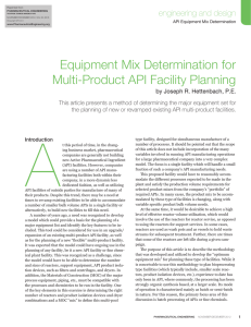 Equipment Mix Determination for Multi-Product API Facility Planning engineering and design