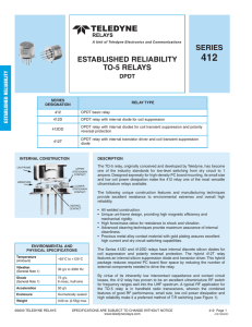 412 SERIES ESTABLISHED RELIABILITY TO-5 RELAYS