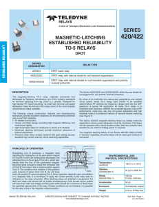 420/422 SERIES MAGNETIC-LATCHING ESTABLISHED RELIABILITY