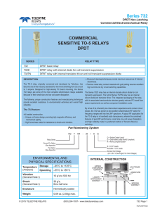 Series 732 COMMERCIAL SENSITIVE TO-5 RELAYS DPDT