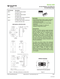 Series 603 2A and 5A/50Vdc and 5A/250 Vdc DC Solid-State Relays