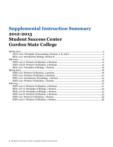 Supplemental Instruction Summary 2012-2013 Student Success Center Gordon State College