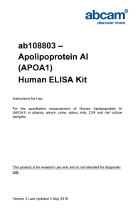 ab108803 – Apolipoprotein AI (APOA1) Human ELISA Kit