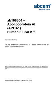 ab108804 – Apolipoprotein AI (APOA1) Human ELISA Kit