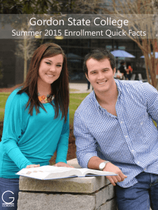 Gordon State College Summer 2015 Enrollment Quick Facts