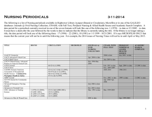 Nursing Periodicals  3-11-2014