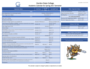Gordon State College Academic Calendar for Spring 2017 Semester  1st Half
