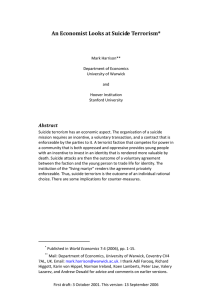 An Economist Looks at Suicide Terrorism* Abstract