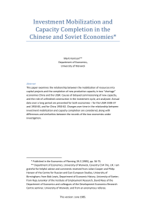 Investment Mobilization and Capacity Completion in the Chinese and Soviet Economies*