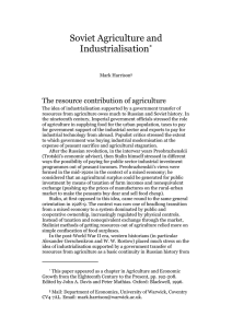 Soviet Agriculture and Industrialisation  The resource contribution of agriculture