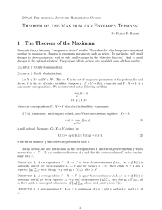 Theorem of the Maximum and Envelope Theorem 1