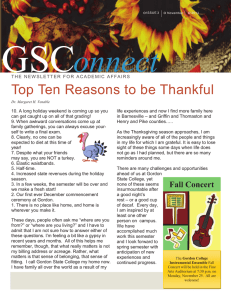 GSC onnect  Top Ten Reasons to be Thankful