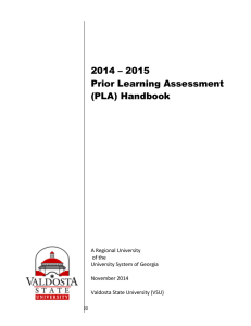 2014 – 2015 Prior Learning Assessment (PLA) Handbook