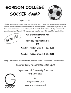 GORDON COLLEGE SOCCER CAMP Ages 6 – 16