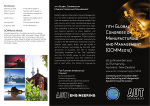 Key Dates: 11th Global Congress on Manufacturing and Management