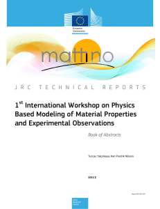 1 International Workshop on Physics Based Modeling of Material Properties and Experimental Observations