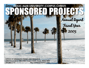 SPONSORED PROJECTS TEXAS A&amp;M UNIVERSITY–CORPUS CHRISTI OFFICE OF GRADUATE STUDIES AND RESEARCH