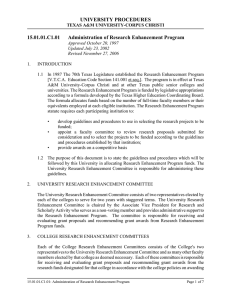 UNIVERSITY PROCEDURES 15.01.01.C1.01 Administration of Research Enhancement Program