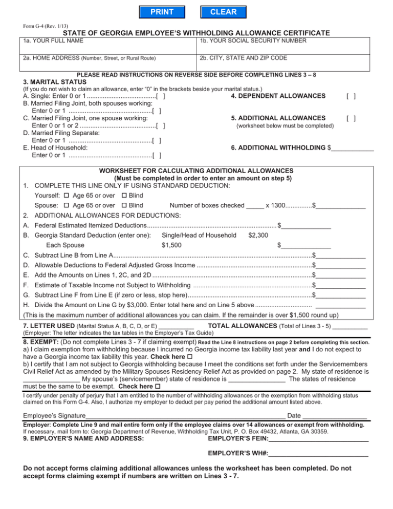 STATE OF GEORGIA EMPLOYEE S WITHHOLDING ALLOWANCE CERTIFICATE 3