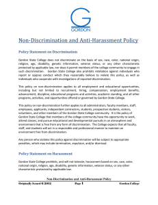 Non-Discrimination and Anti-Harassment Policy Policy Statement on Discrimination